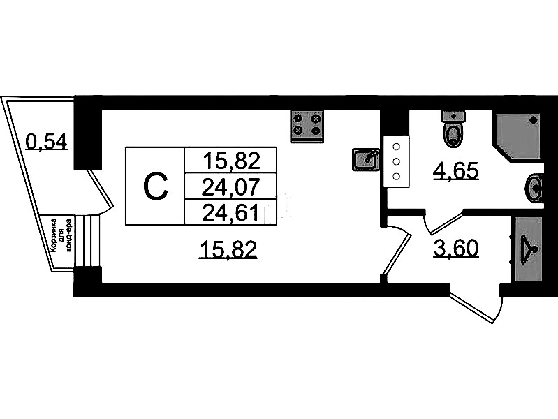 Квартира студия 24.61 м², 7/11 эт., ЖК «VEREN NORT Сертолово»
